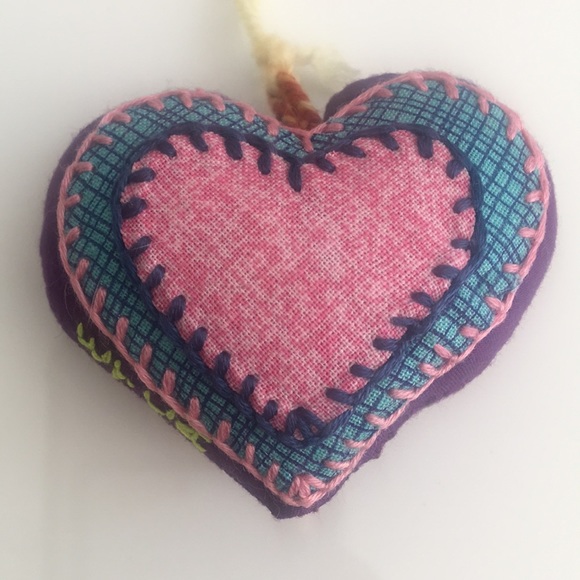 Other - One hand embroidered heart 💕 keychain ornament